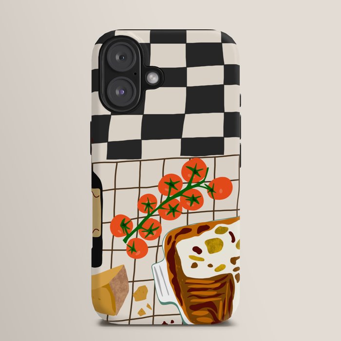 Lasagna parmesan and wne dinner - homemade meal illustration iPhone Case Gallery Image 13