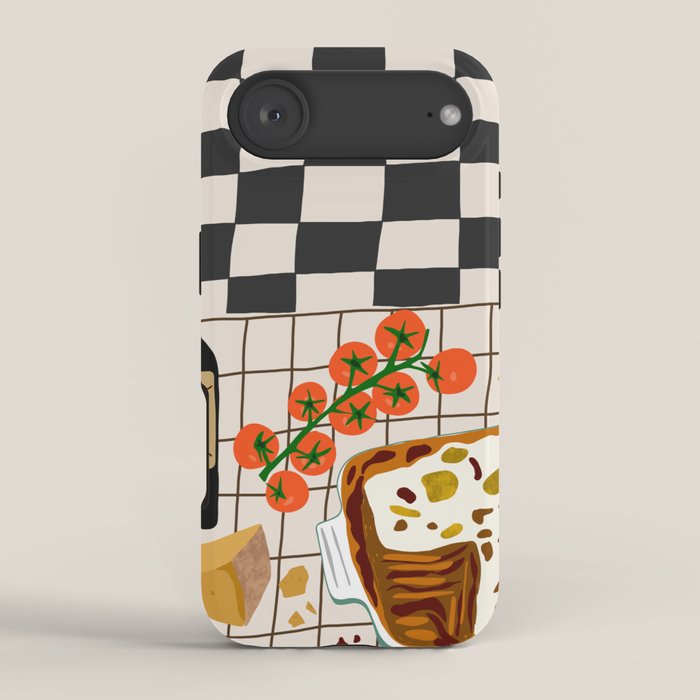 Lasagna parmesan and wne dinner - homemade meal illustration iPhone Case Gallery Image 2