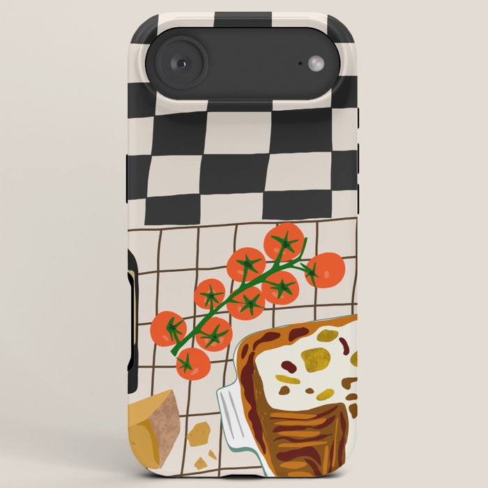 Lasagna parmesan and wne dinner - homemade meal illustration iPhone Case Gallery Image 6