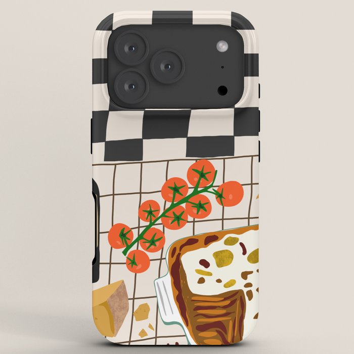 Lasagna parmesan and wne dinner - homemade meal illustration iPhone Case Gallery Image 7