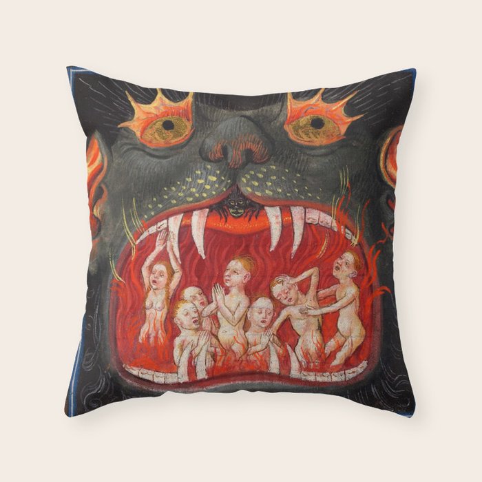 The mouth of Hell medieval art Throw Pillow Gallery Image 4