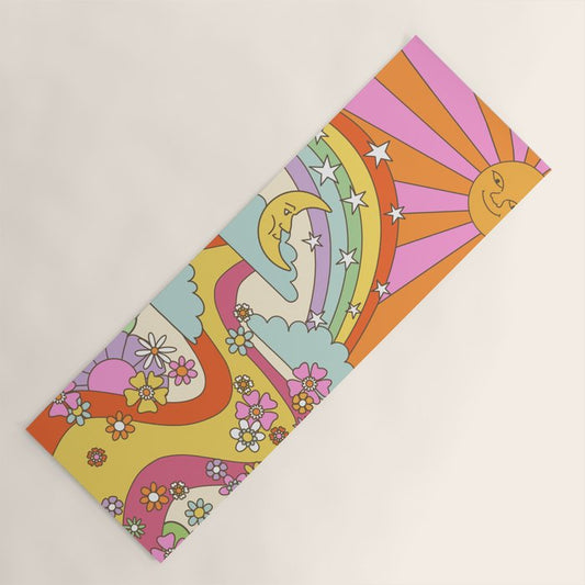 retro hippie boho print Yoga Mat Gallery Image 1