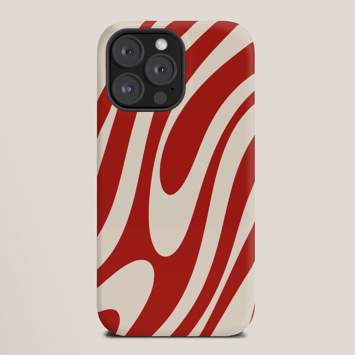 Wavy Loops Retro Abstract Pattern Red and Almond Cream iPhone Case Gallery Image 20