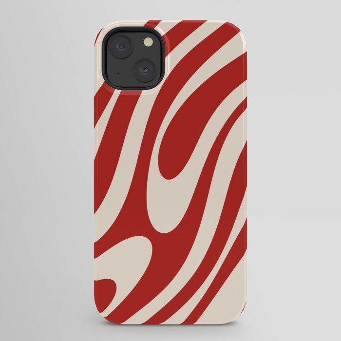 Wavy Loops Retro Abstract Pattern Red and Almond Cream iPhone Case Gallery Image 22