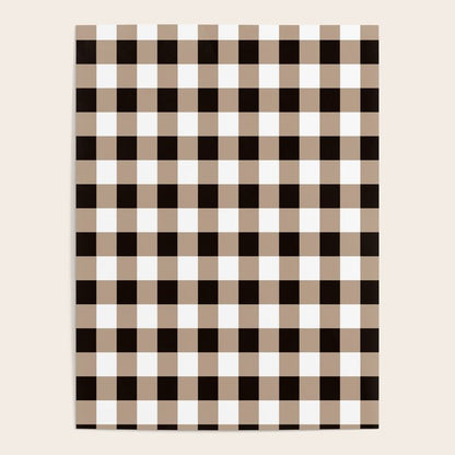 Gingham Large Tan Black White Poster Gallery Image 1