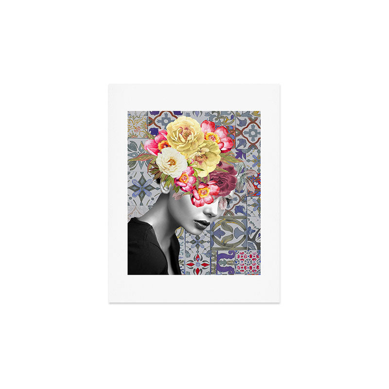 collage art-girl with flowers Art Print Gallery Image 4