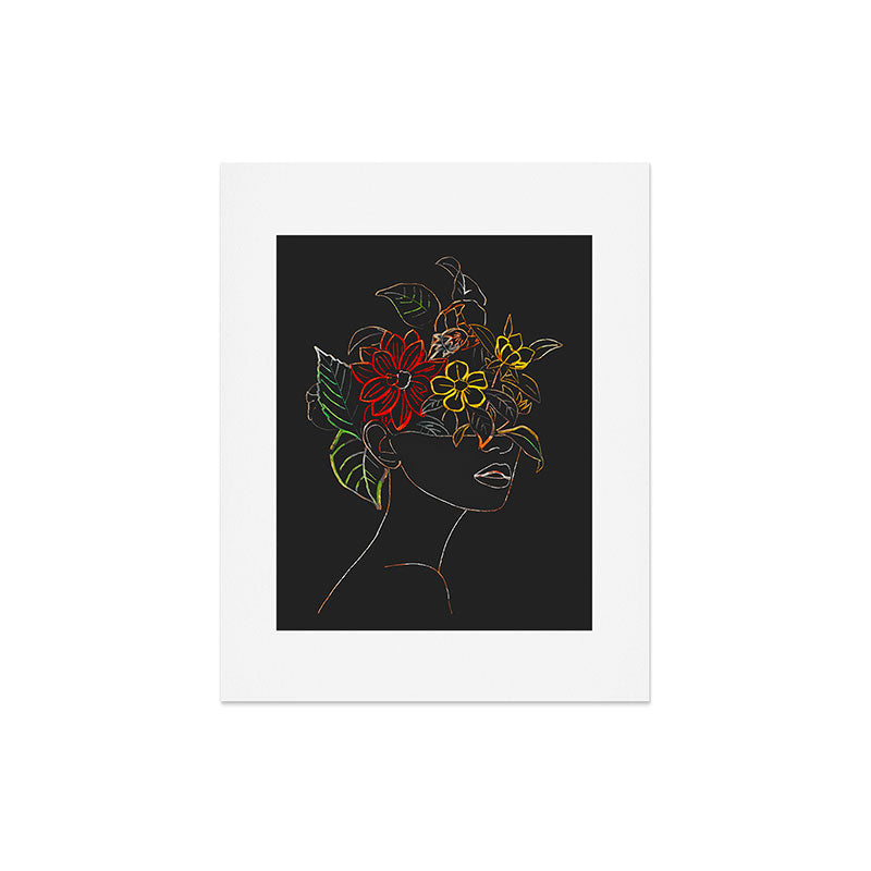 woman with flowers 8 Line Art Art Print Gallery Image 4