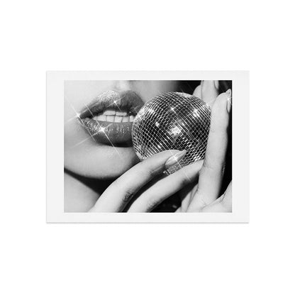 Disco Ball Female Lips - Black And White Modern Wall Art Photograph - Home Decor Art Print Gallery Image 7