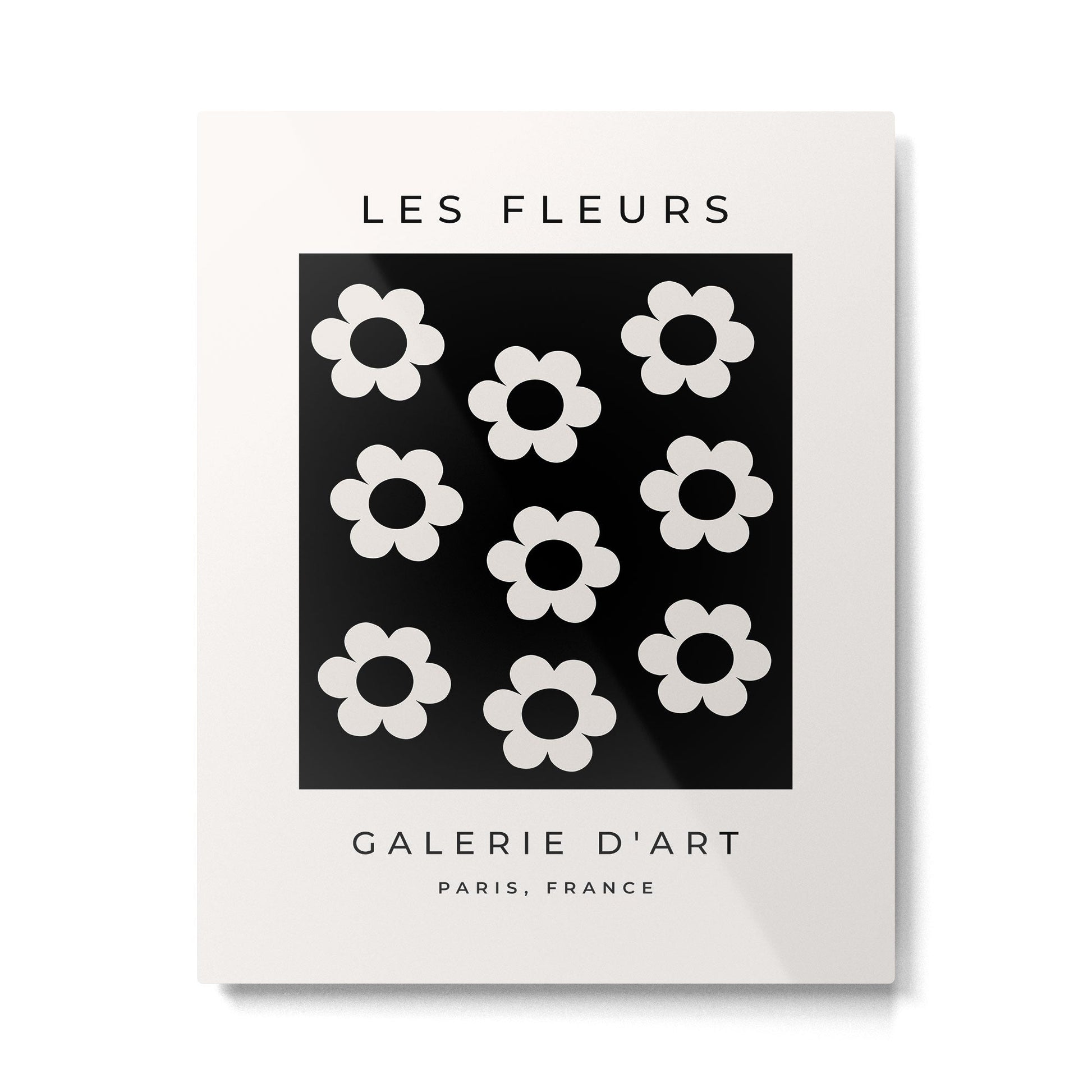 Les Fleurs | 02 - Flower Print Black And White Retro Flowers Wall Art Modern Decor Abstract Metal Print Gallery Image 4
