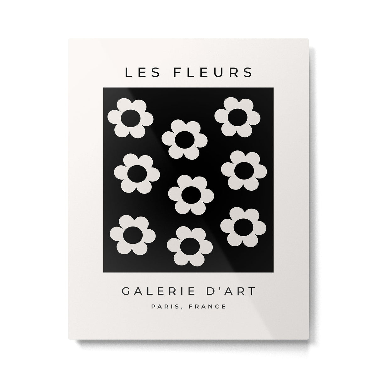 Les Fleurs | 02 - Flower Print Black And White Retro Flowers Wall Art Modern Decor Abstract Metal Print Gallery Image 2