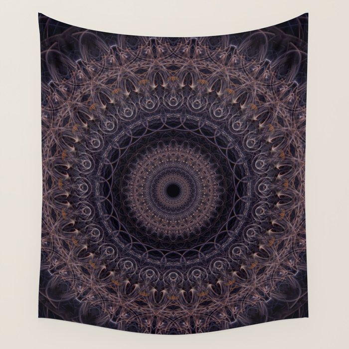 Mandala in cherry and plum tones Wall Tapestry Gallery Image 3