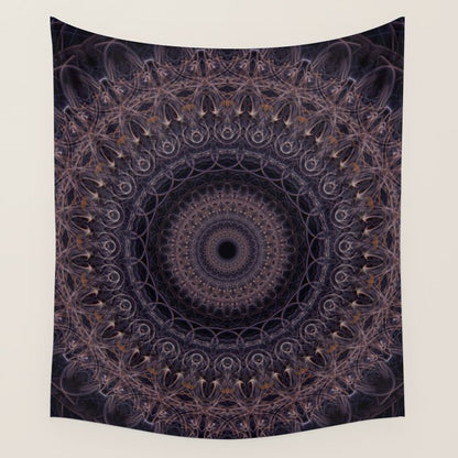 Mandala in cherry and plum tones Wall Tapestry Gallery Image 3