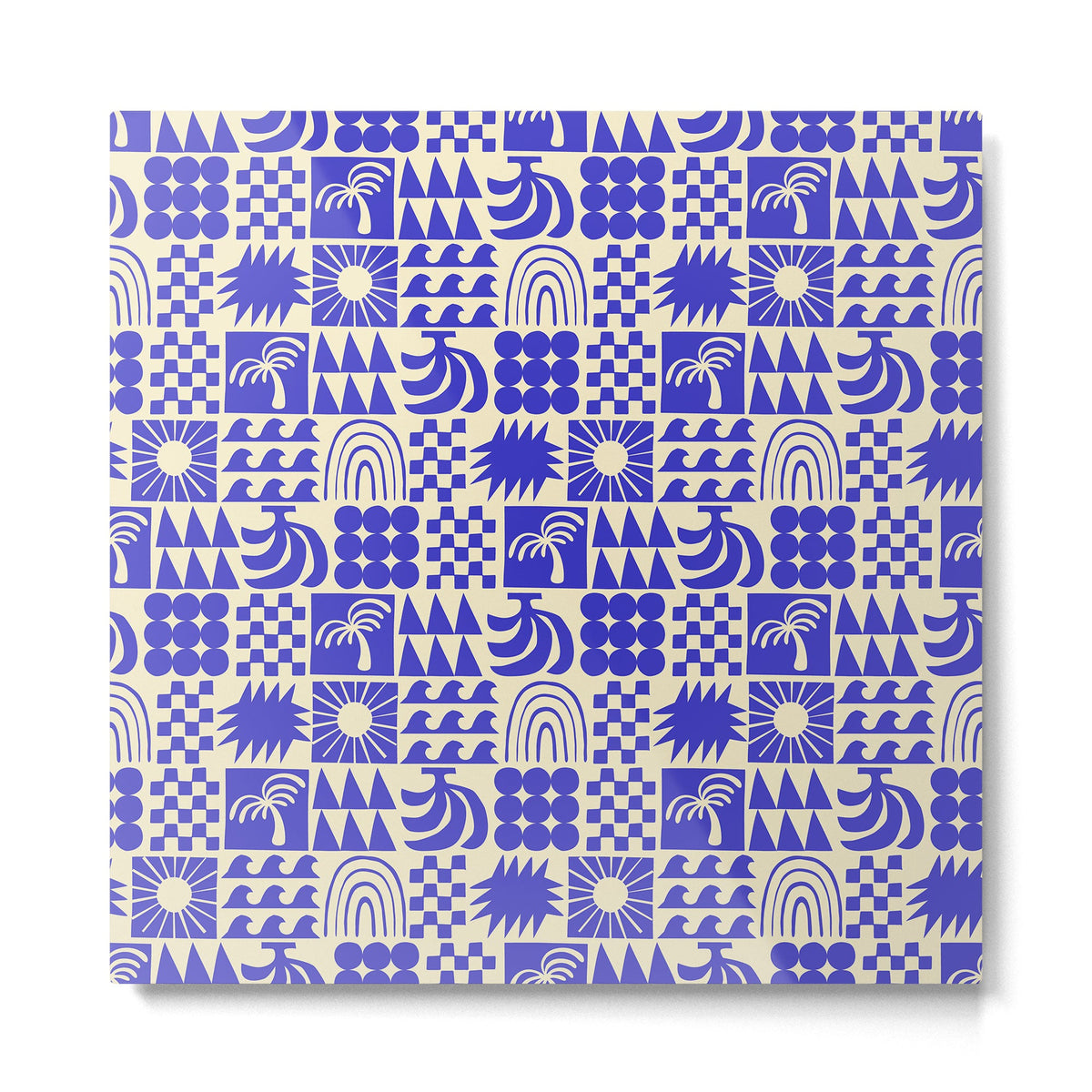 Abstract blue tropical mosaic art pattern Metal Print Gallery Image 2