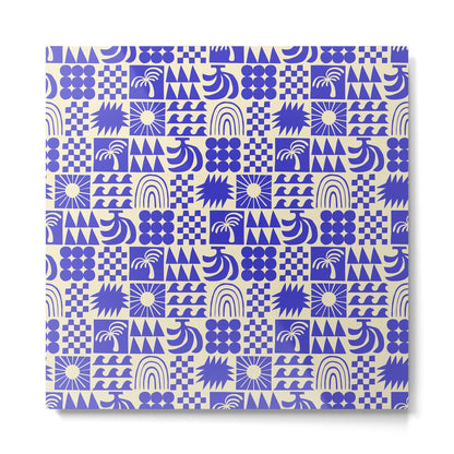 Abstract blue tropical mosaic art pattern Metal Print Gallery Image 2