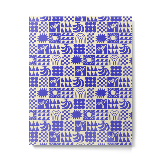 Abstract blue tropical mosaic art pattern Metal Print Gallery Image 1