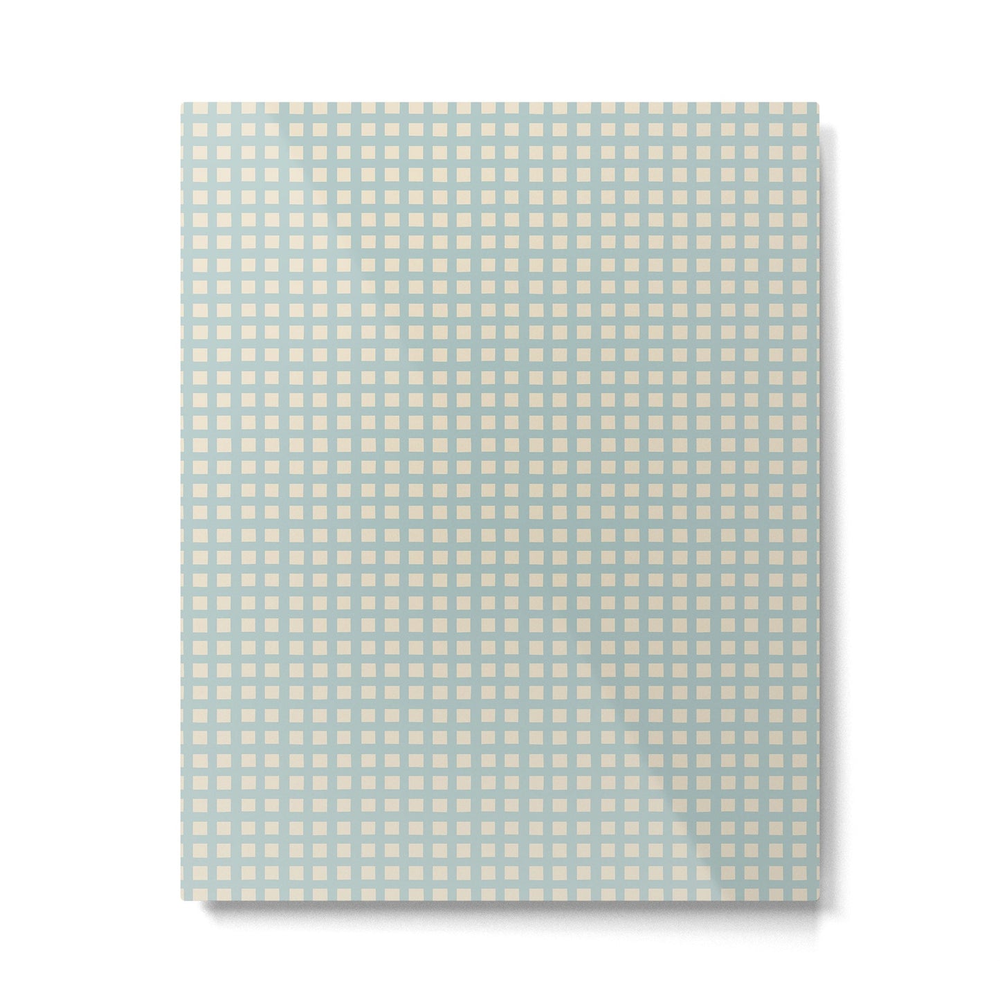 Blue geometric gingham grid art pattern Metal Print Gallery Image 1