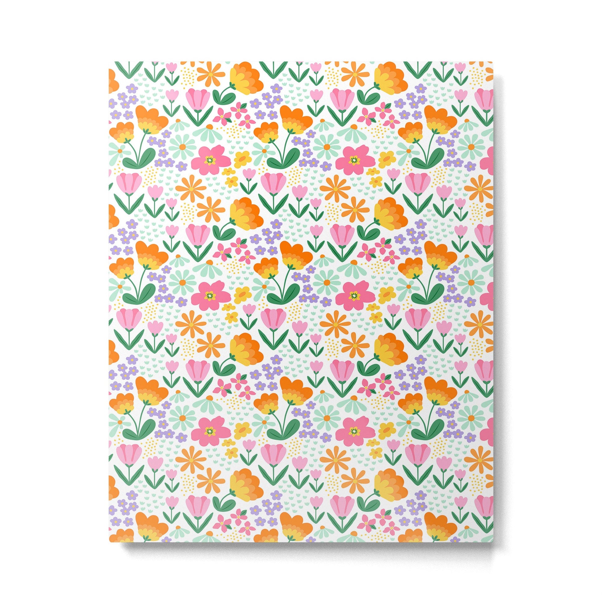 Colorful retro flower folk art pattern Metal Print Gallery Image 3