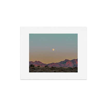 Sunset Moon Ridge // Grainy Red Mountain Range Desert Landscape Photography Yellow Fullmoon Blue Sky Art Print Gallery Image 4
