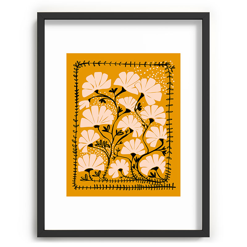 Ever blooming good vibes mustard yellow Framed Art Print Gallery Image 61