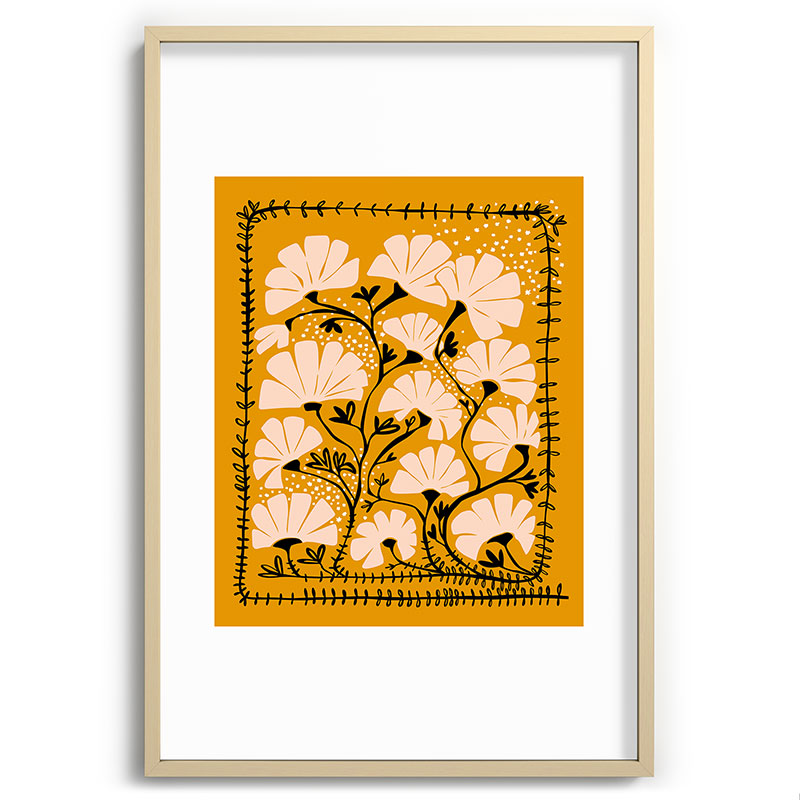 Ever blooming good vibes mustard yellow Framed Art Print Gallery Image 74