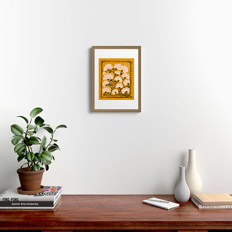 Ever blooming good vibes mustard yellow Framed Art Print Gallery Image 10