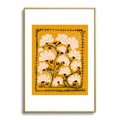 Ever blooming good vibes mustard yellow Framed Art Print Gallery Image 90