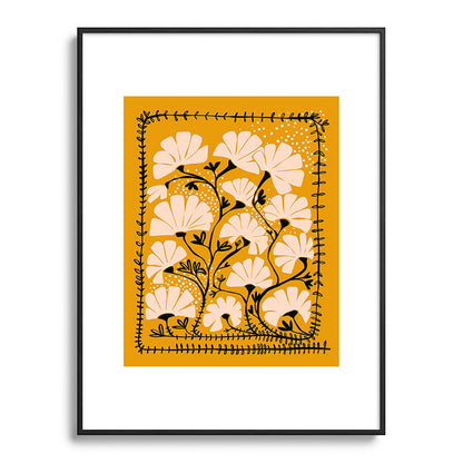 Ever blooming good vibes mustard yellow Framed Art Print Gallery Image 84