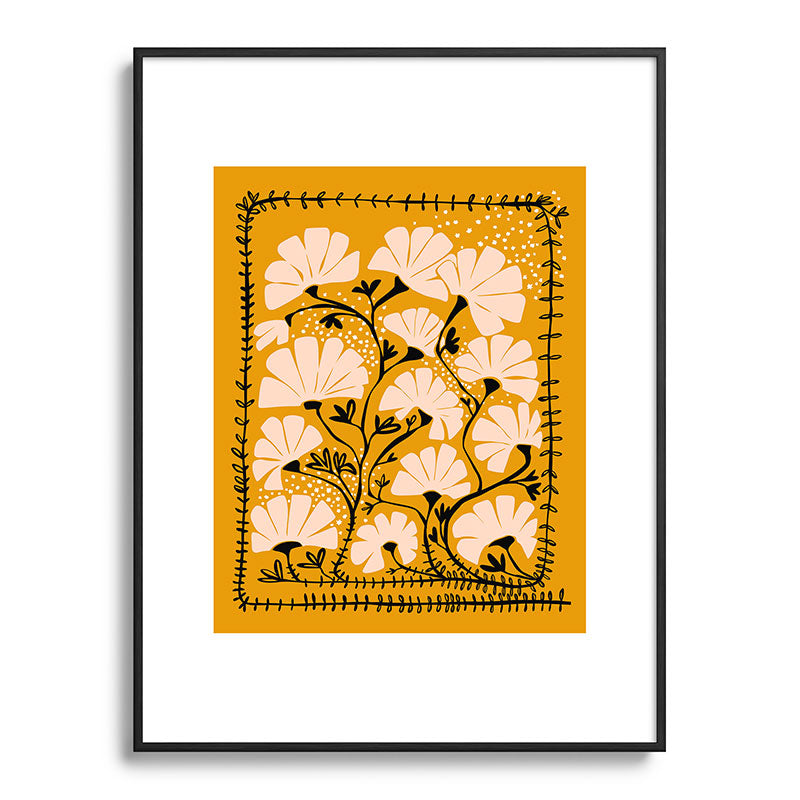 Ever blooming good vibes mustard yellow Framed Art Print Gallery Image 85