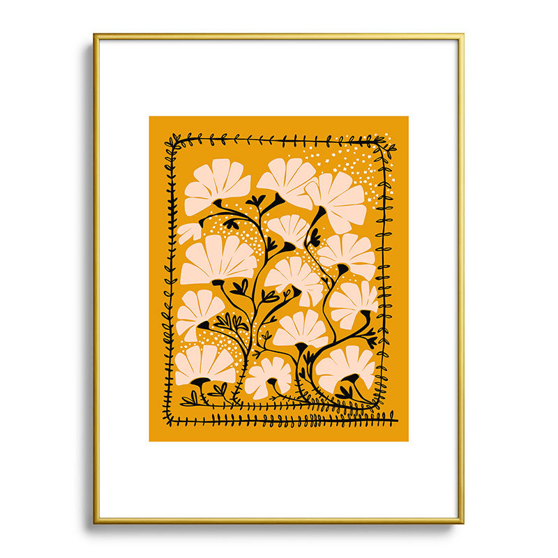 Ever blooming good vibes mustard yellow Framed Art Print Gallery Image 92