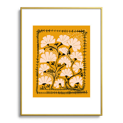 Ever blooming good vibes mustard yellow Framed Art Print Gallery Image 91
