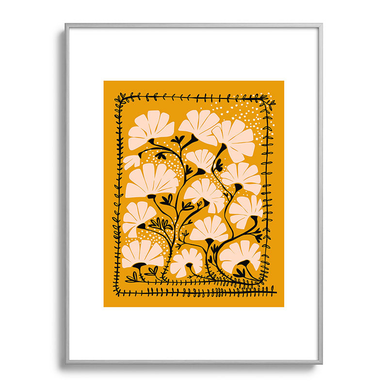 Ever blooming good vibes mustard yellow Framed Art Print Gallery Image 99