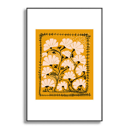 Ever blooming good vibes mustard yellow Framed Art Print Gallery Image 87