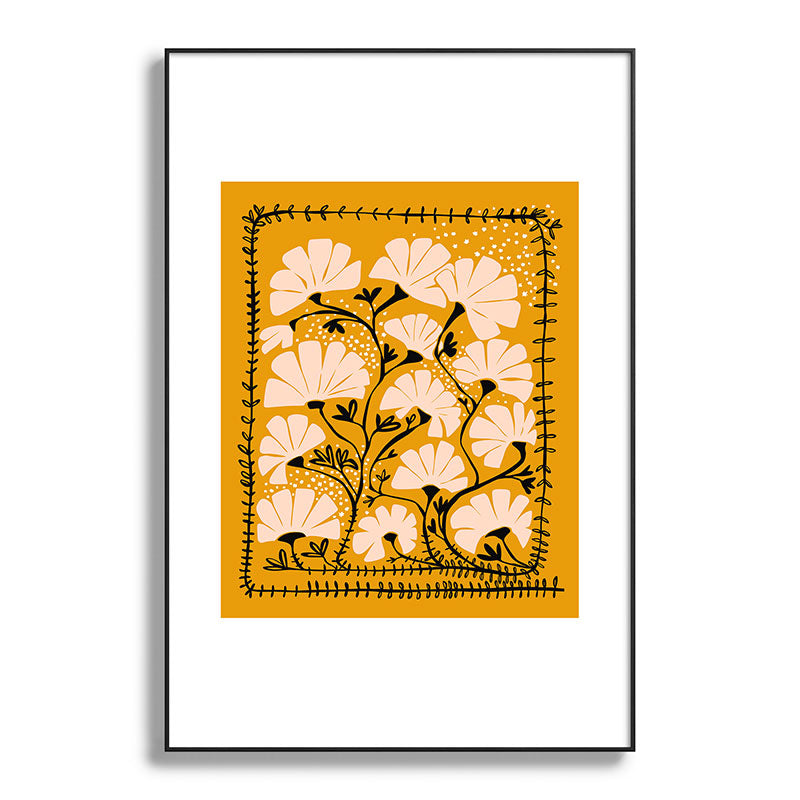 Ever blooming good vibes mustard yellow Framed Art Print Gallery Image 86