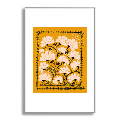 Ever blooming good vibes mustard yellow Framed Art Print Gallery Image 100