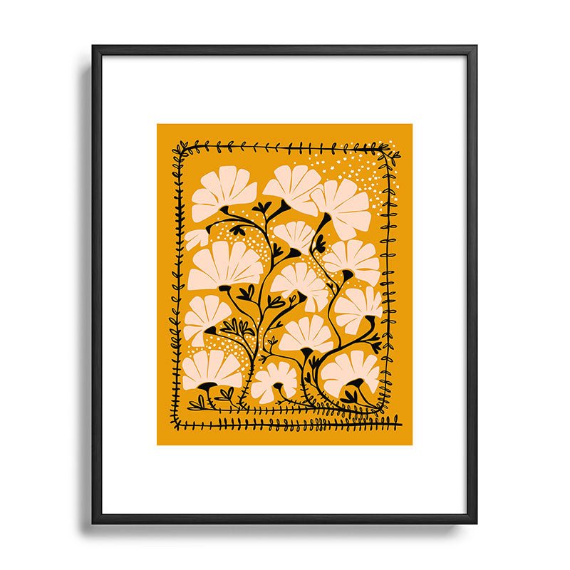 Ever blooming good vibes mustard yellow Framed Art Print Gallery Image 81