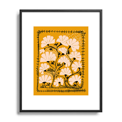 Ever blooming good vibes mustard yellow Framed Art Print Gallery Image 81