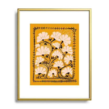 Ever blooming good vibes mustard yellow Framed Art Print Gallery Image 88