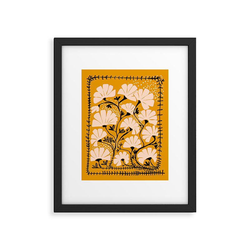 Ever blooming good vibes mustard yellow Framed Art Print Gallery Image 5