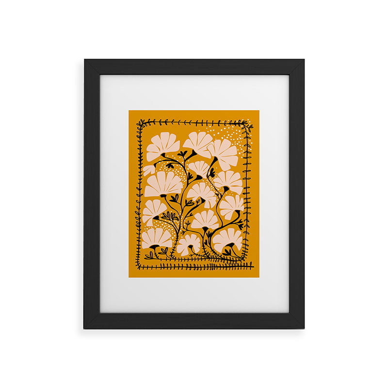 Ever blooming good vibes mustard yellow Framed Art Print Gallery Image 30