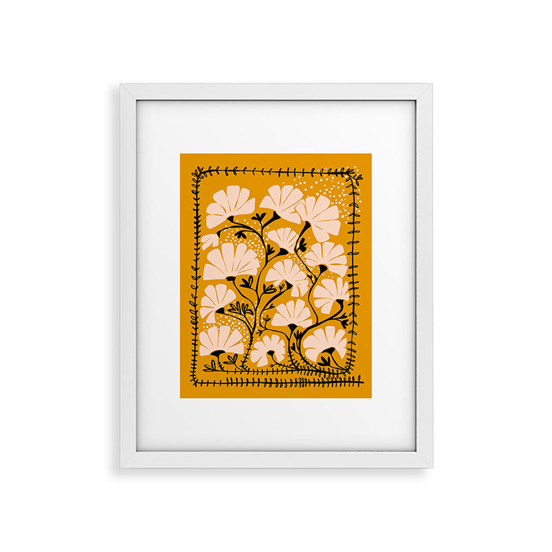 Ever blooming good vibes mustard yellow Framed Art Print Gallery Image 23