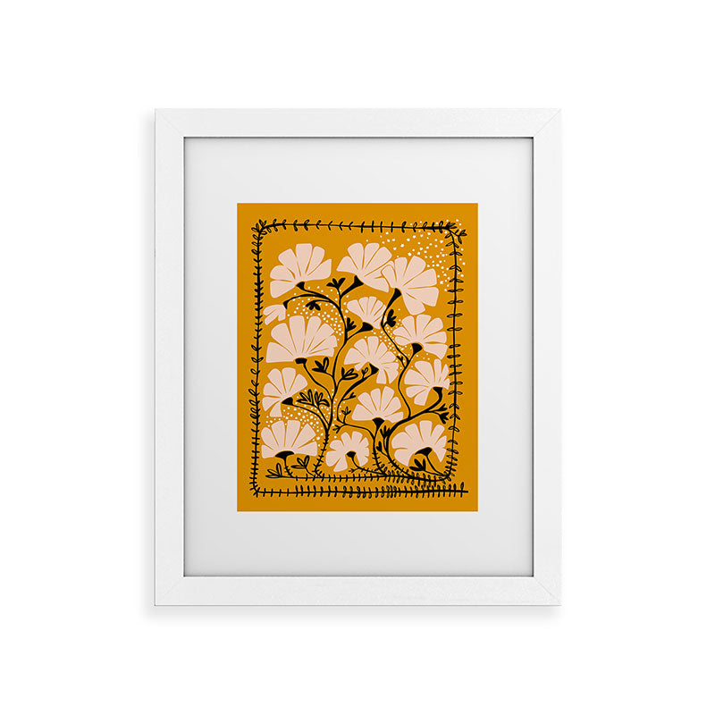 Ever blooming good vibes mustard yellow Framed Art Print Gallery Image 50