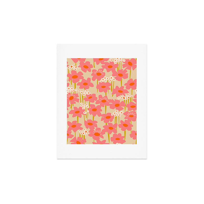 Relax in your summer meadow - floral shapes pattern Art Print Gallery Image 2