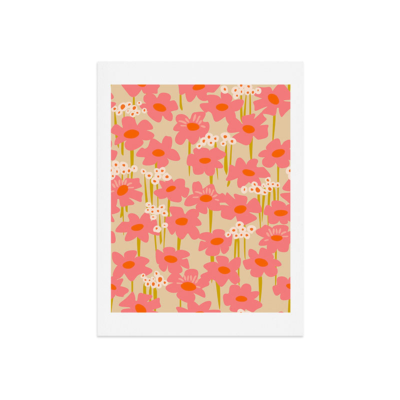 Relax in your summer meadow - floral shapes pattern Art Print Gallery Image 7