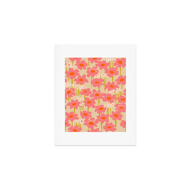 Relax in your summer meadow - floral shapes pattern Art Print Gallery Image 1