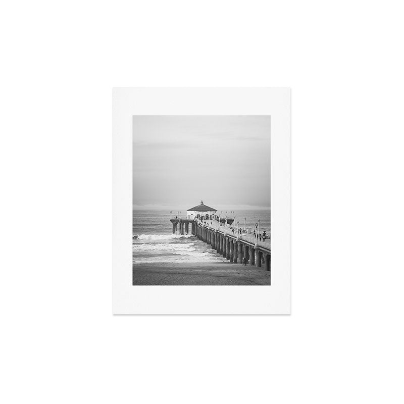 Manhattan beach Pier Black and White Photography Art Print Gallery Image 2