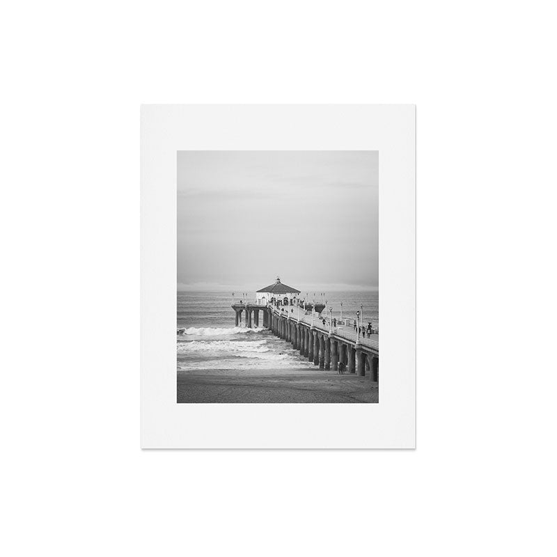 Manhattan beach Pier Black and White Photography Art Print Gallery Image 4