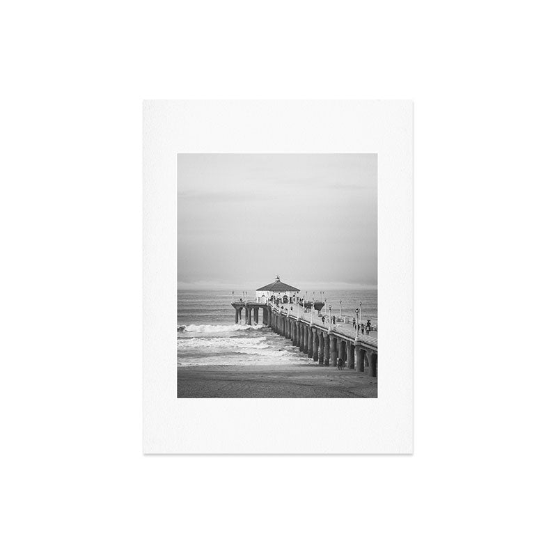 Manhattan beach Pier Black and White Photography Art Print Gallery Image 6