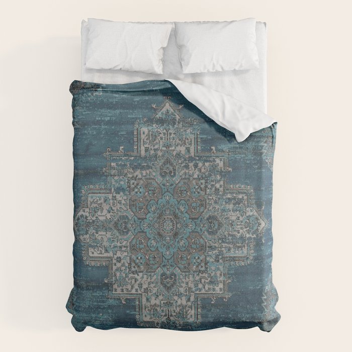 blue oriental vintage rug Duvet Cover Gallery Image 1