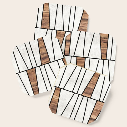 Mid-Century Modern Pattern No.4 - Concrete and Wood Coaster Gallery Image 1