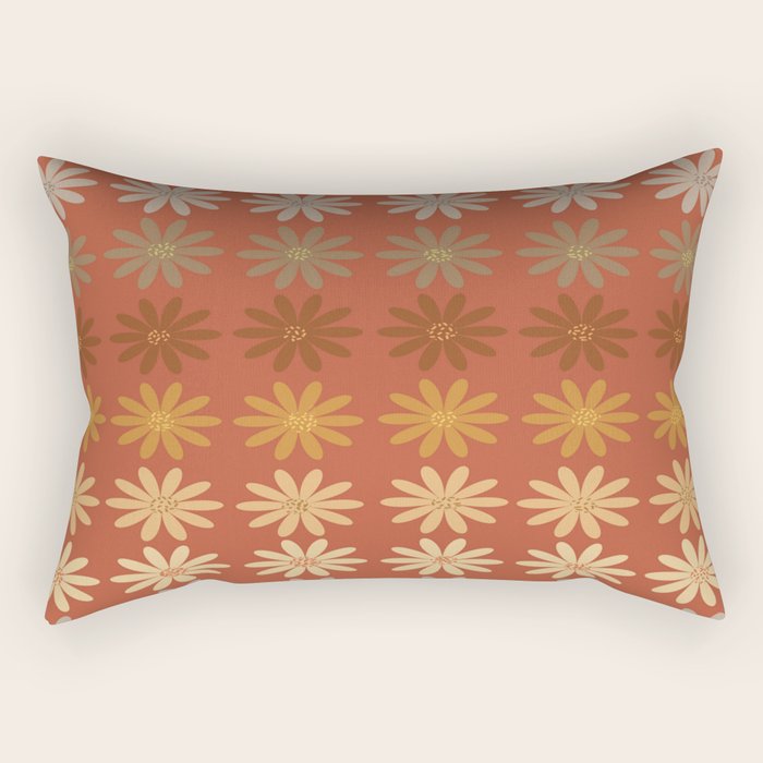 Ombre Abstract Daisies on Mandarin Orange Rectangular Pillow Gallery Image 1